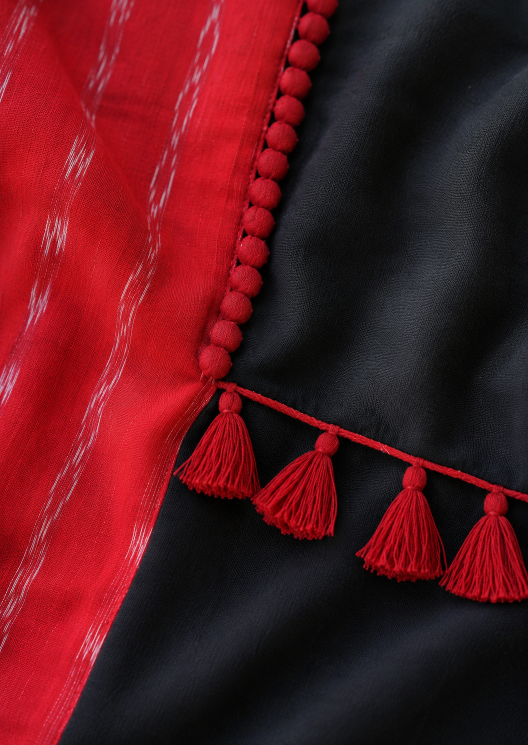 Red & Black Sambalpuri Ikat Cotton Kurti