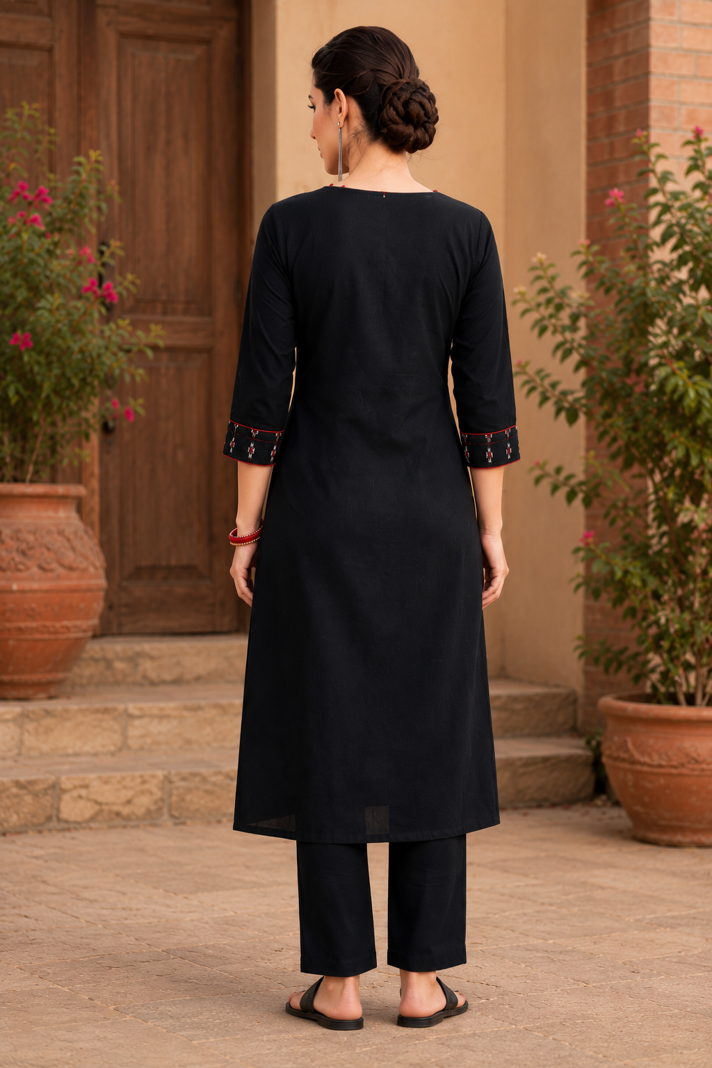 Black Sambalpuri Ikat Inspired Cotton Kurti