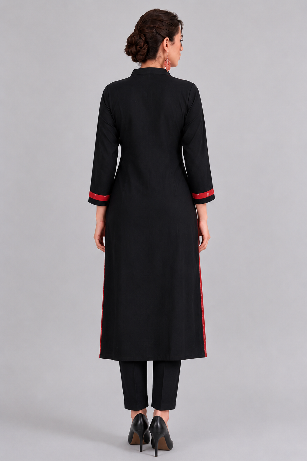Black & Red Sambalpuri Ikat Cotton Kurti