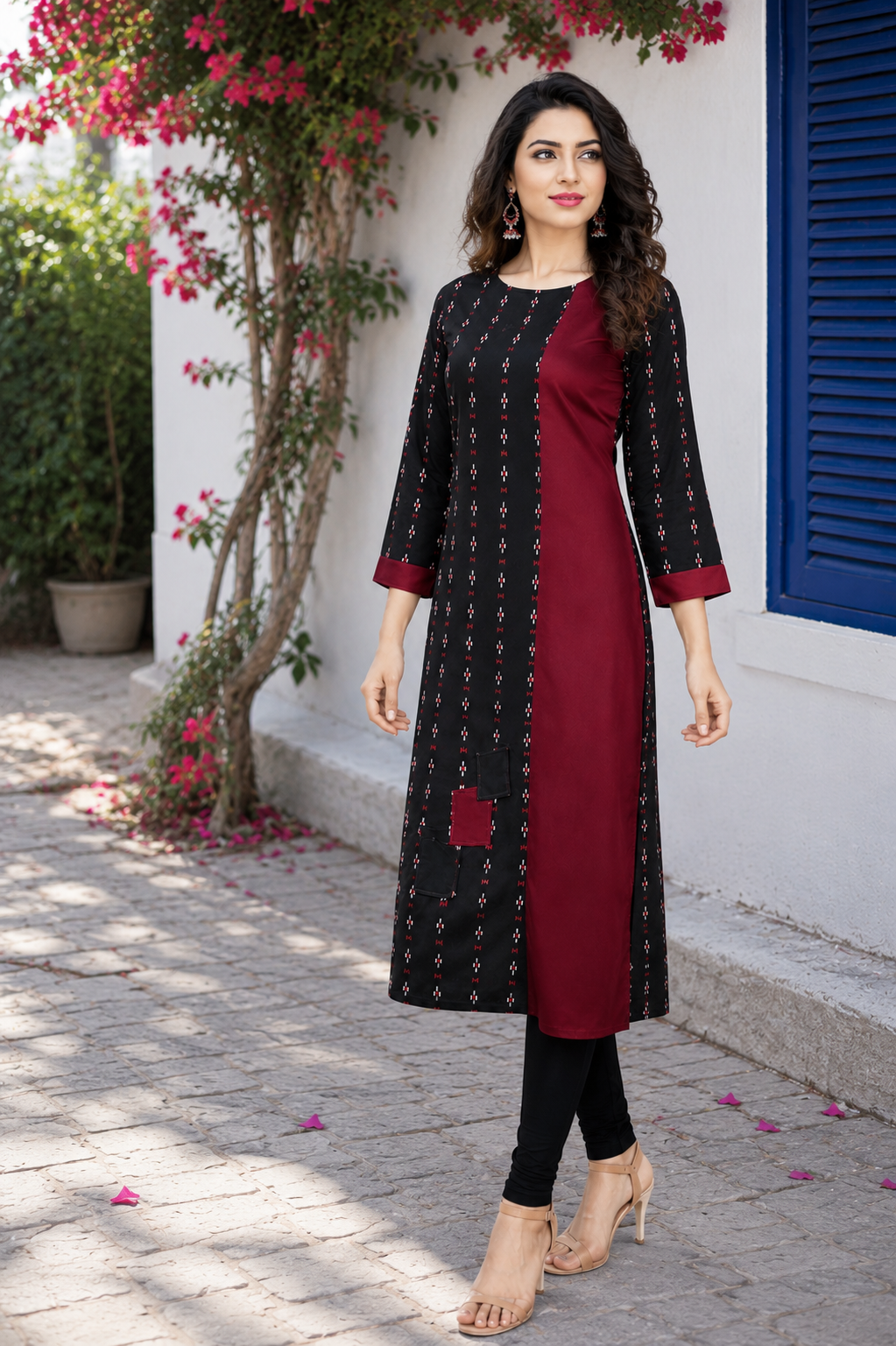 Black Sambalpuri Ikat Cotton Kurti