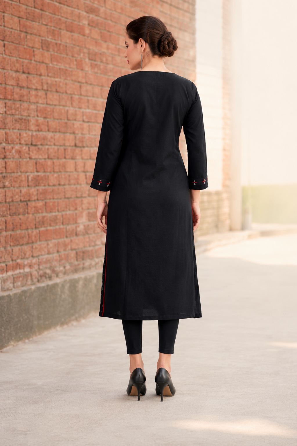 Black & Red Sambalpuri Ikat Cotton Kurti